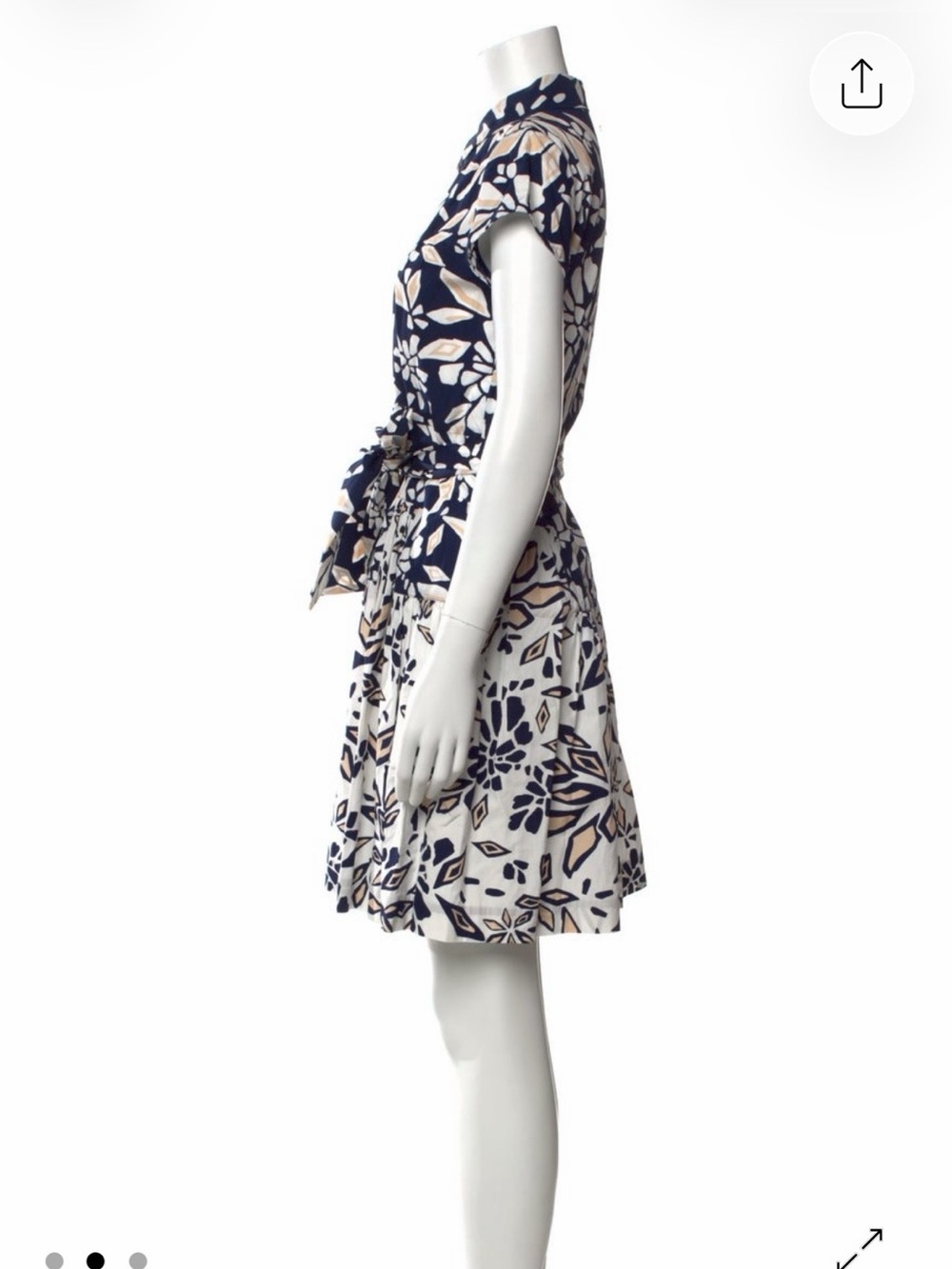 Diane von Furstenberg DVF Floral Print Shirtdress Navy Cream Size 8